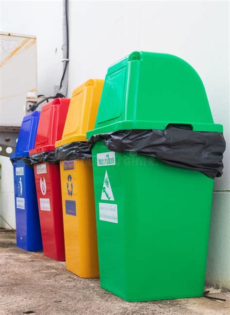 Set Of Bins For The Selective Collection Of Waste Glass Paper Metal