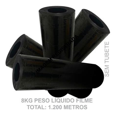 K Filme Stretch Preto Bobina Sem Tubete Cm Black M