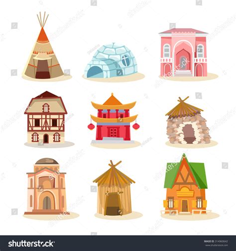 Big Set Traditional Houses Around World Stock Vector Royalty Free