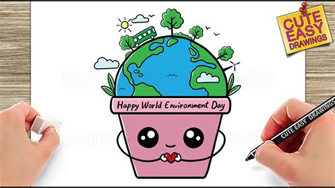 World Environment Day Drawing How To Draw Cute Earth Earth Day