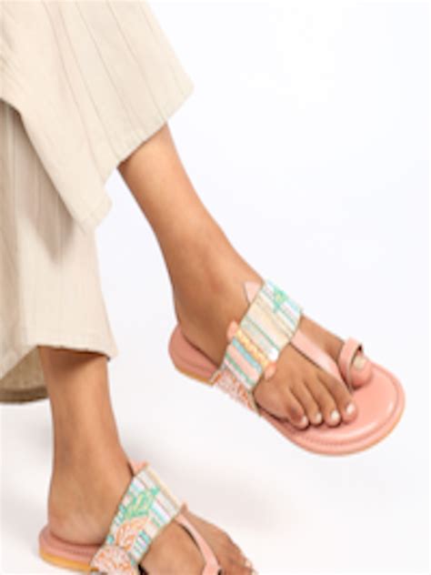 Buy Marc Loire Women Nude Embellished Pu Ethnic One Toe Flats Flats