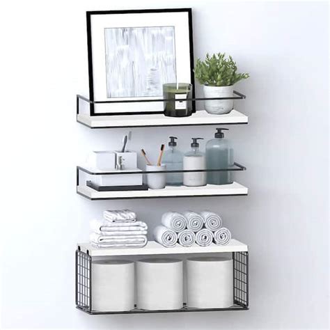 Cubilan 1575 In W X 59 In D White Wood Decorative Wall Shelf