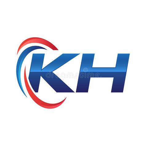 Logotipo Swoosh De Kh De La Letra Inicial Rojo Y Azul Ilustración Del