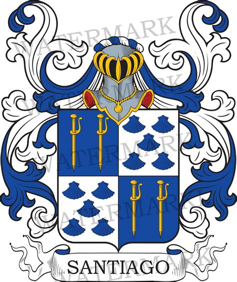 Santiago Family Crest Digital Download Santiago Coat of Arms JPG File ...