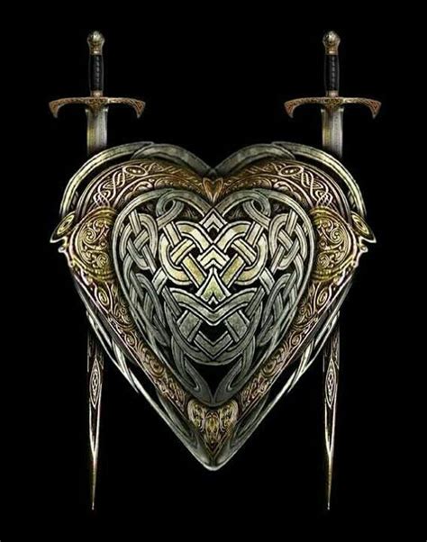 Celtic Shield And Swords Celtic Art Heart Art Print Celtic