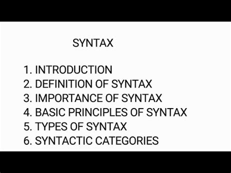 Syntax Definition Types Of Syntax Syntactic Categories Basic