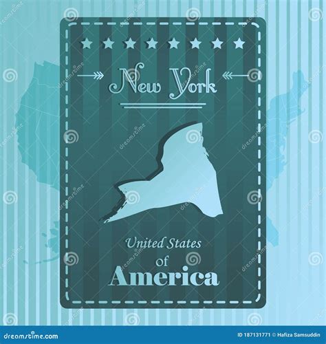 New York State Map Label Vector Illustration Decorative Design Stock