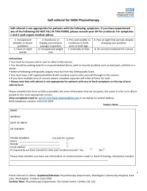 Fillable Online Self Referral Form Personal Details Fax Email Print