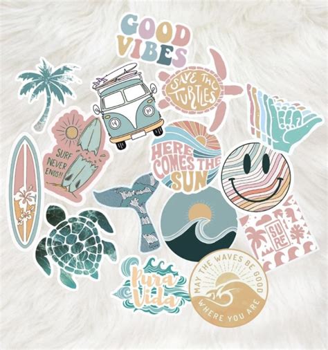 Beach Sticker Pack Waterproof Stickers Beach Stickers Etsy