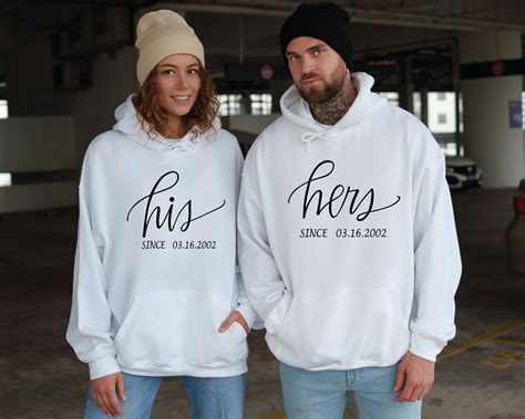 His Hers Hoodie Matching Couple Hoodie Couple Valentines Etsy