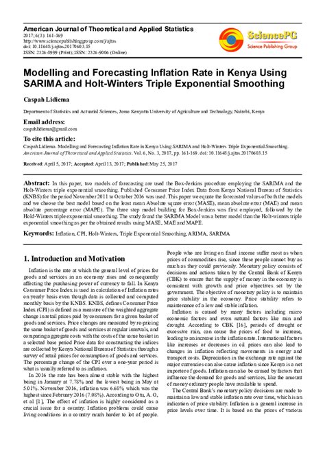 Pdf Modelling And Forecasting Inflation Rate In Kenya Using Sarima