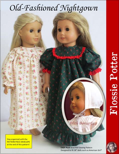 Old Fashioned Nightgown 18 Inch Doll Clothes Pattern Fits Popular 18 Dolls Flossie Potter Pdf