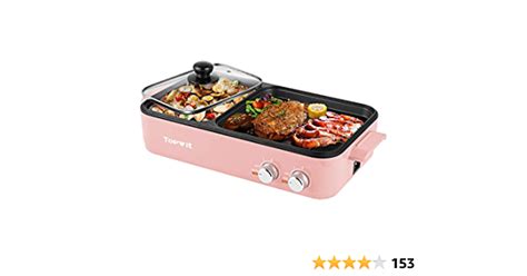 TopWit Electric Grill With Hot Pot 2 In 1 Korean BBQ Indoor Cooker
