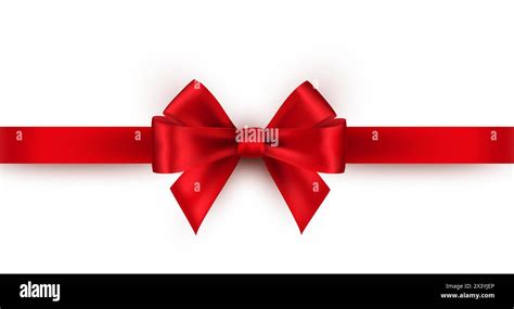 Shiny Red Satin Bow And Ribbon On White Background Vector Decoration