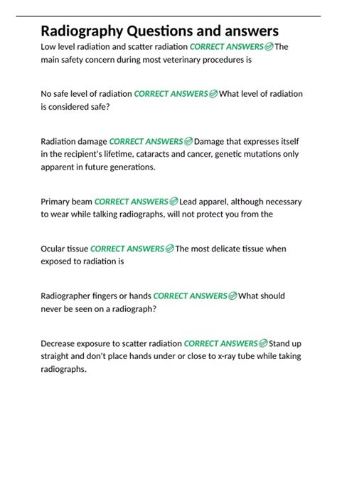 Radiography Questions And Answersradiography Questions And