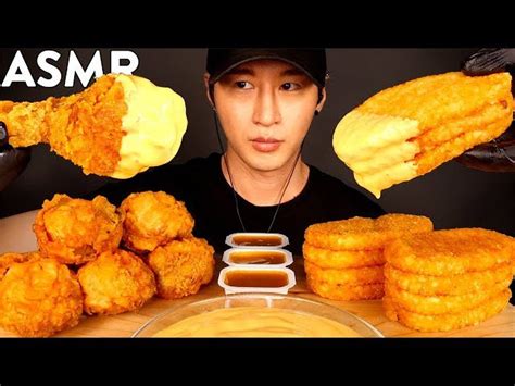 Asmr Cheesy Spicy Fried Chicken And Hash Browns Mukbang No Talking