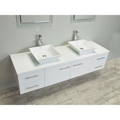 Eviva Totti Wave Inch White Modern Double Sink Bathroom Vanity With