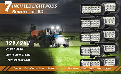 Amazon 7 Inch LED Light Bars LED Light Pods 156W 12000lm 12V 24V