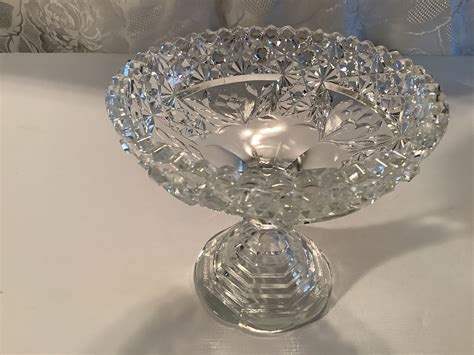 Vintage Clear Cut Crystal Pedestal Candy Dishnut Bowlcompote Etsy