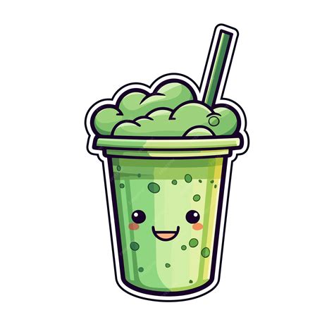 Premium Vector 030 Iced Matcha Latte Sticker Cool Colors Kawaii Clip