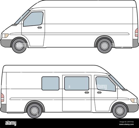 Side View Of White Minibus Vector Illustration Stock Vector Image