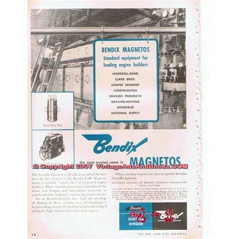 Bendix Aviation Corporation 1955 Oil Field Engine Magnetos Vintage Ad