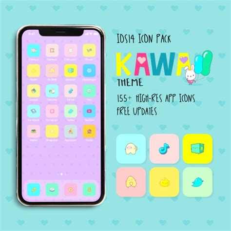 Ios Minimal Icon Pack Kawaii Cute Etsy