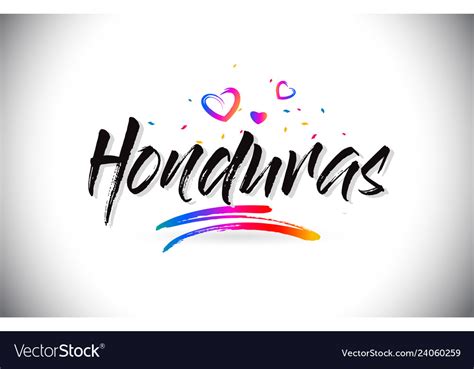 Honduras Welcome To Word Text With Love Hearts Vector Image