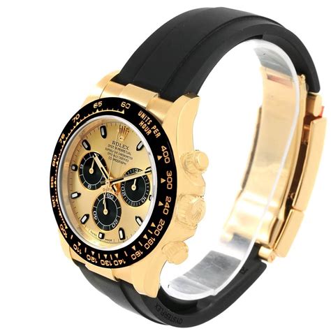 Rolex Daytona Yellow Gold Ceramic Bezel Rubber Strap Watch 116518