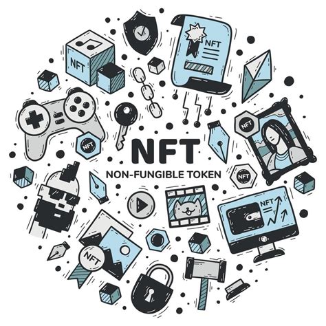 Nft Token No Fungible Conjunto De Iconos Vectoriales En Estilo De