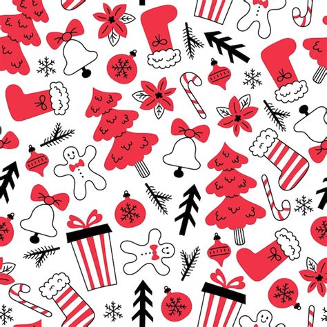 Premium Vector Christmas Doodle Seamless Pattern