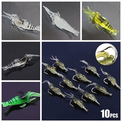 10pcs Soft Shrimp Fishing Lures Luminous Shrimp Fishing Bait Simulated