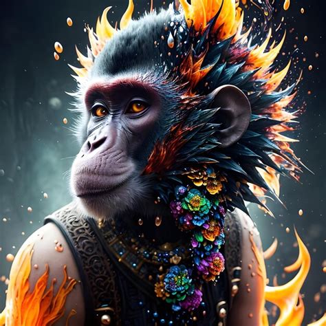 Premium Photo A Monkey With A Fire On His Chest