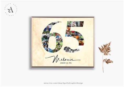 New 65th Birthday Photo Collage Number 65 Picture Collage Etsy