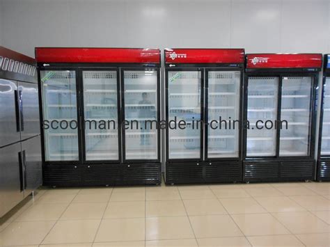 Glass Door Display Showcase Direct Cooling Beverage Upright Freezer China Supermarket Vertical