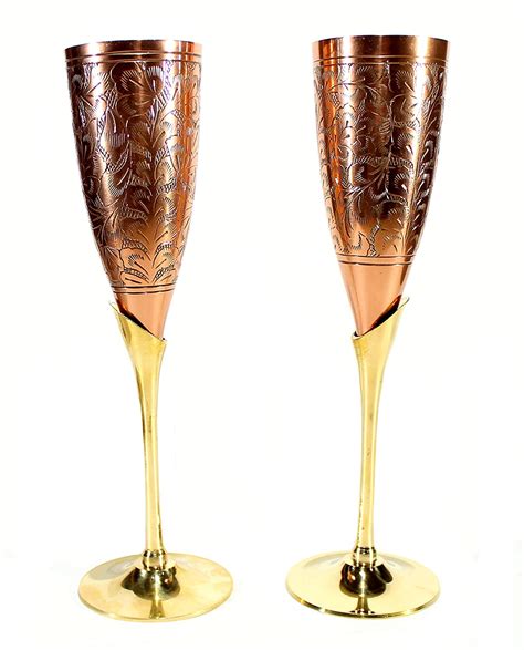 ESplanade Engraved Brass Goblet Champagne Glasses Flutes Coupes Wine