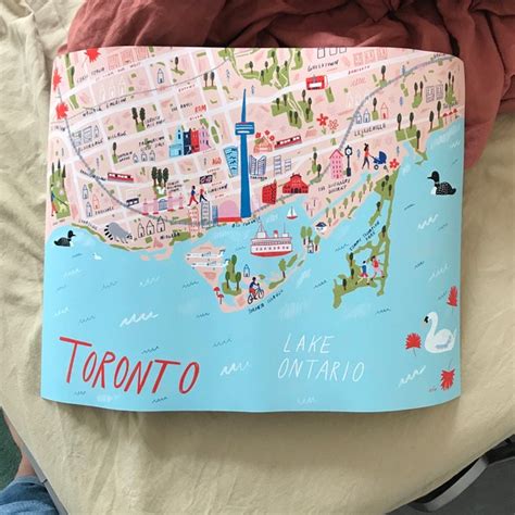 Toronto Map Art Illustrated City Map Toronto Poster Moving T Toronto