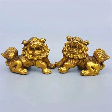 Sorte Chin S Fengshui Puro Bronze Guardi O Foo Fu C O Le O Est Tua Par