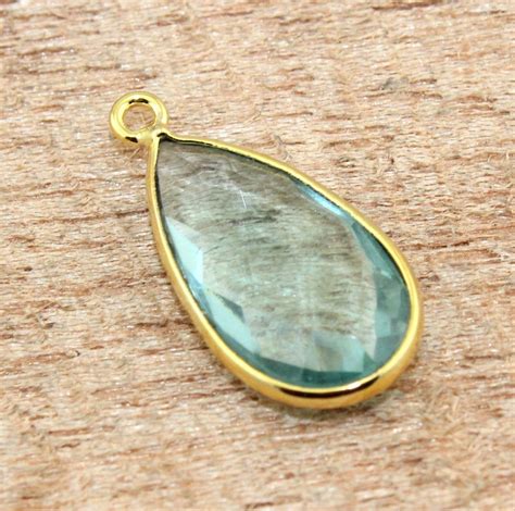 X Mm Aqua Hydro Quartz Pear Shape Connectors Gold Plated Etsy