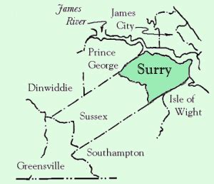 Surry County, Virginia, Map