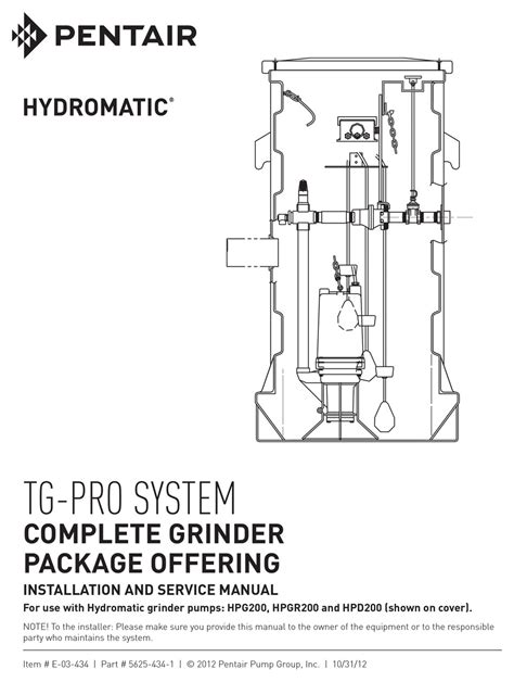 Pentair Hydromatic Tg Pro System Installation And Service Manual Pdf