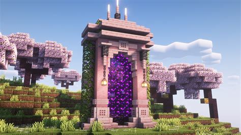 Minecraft Cherry Blossom Nether Portal Tutorial Youtube