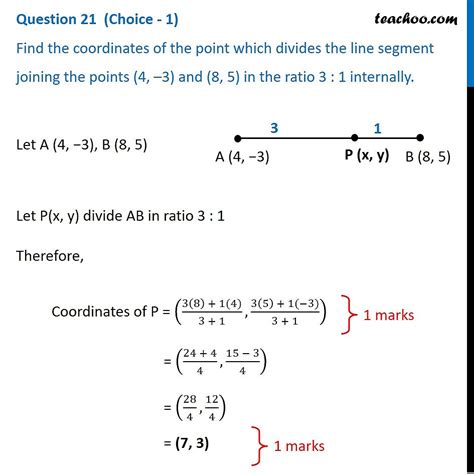 Find The Coordinates Of The Point Which Divides The Line Segment