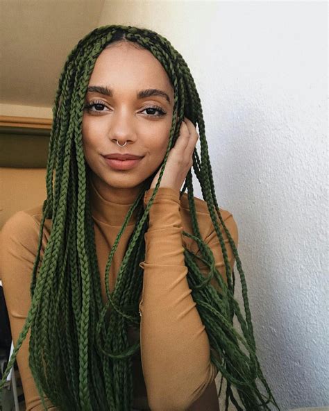 Nataly Neri Green Blonde Box Braids Short Box Braids Long Braids Box