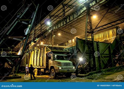 Ethanol Manufacturing Plant At Night Editorial Stock Image Image Of