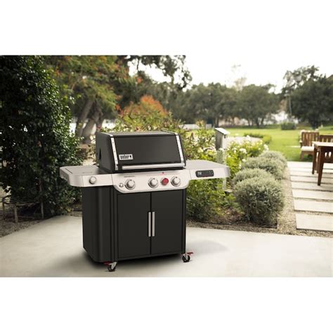 Weber Genesis Ex 335 Black 3 Burner Liquid Propane Gas Grill With 1 Side Burner 35610001 At