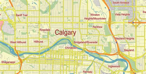 Calgary Alberta Canada Vector Map Free Editable Layered Adobe Illustrator Pdf Svg