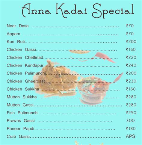 Anna Kadai Menu Menu For Anna Kadai Dombivali East Thane Region Mumbai