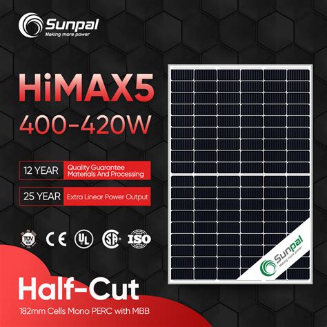 Sunpal Best Price 400W 405W 410W 415W 420W Mono Crystalline