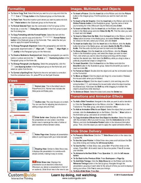 Powerpoint 2013 Cheat Sheet